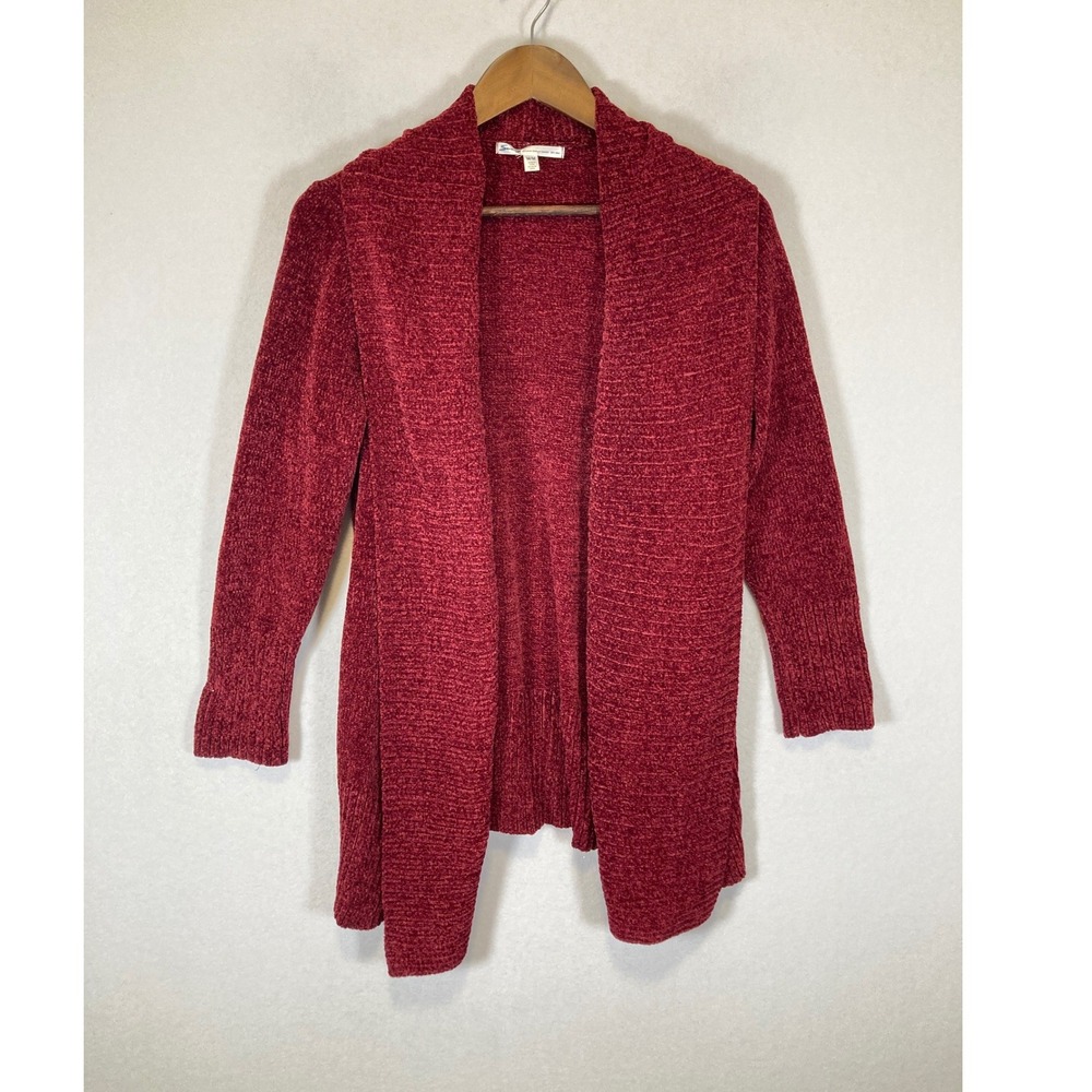 Cozycore Seven7 Women Medium Burgundy Chenille Open Front Draped Cardigan 7M7489